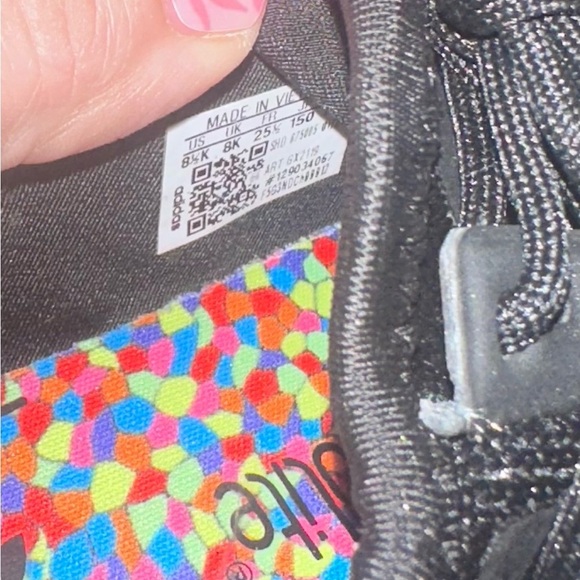 Kids Black Sneakers with Colorful Sole adidas size 8.5 - Picture 5 of 8